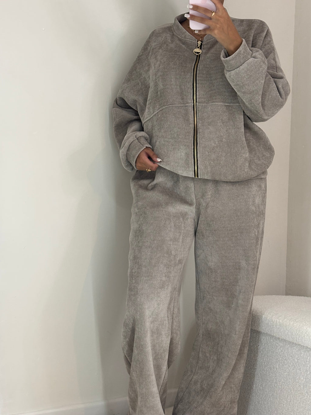 Survêtement zip gris clair