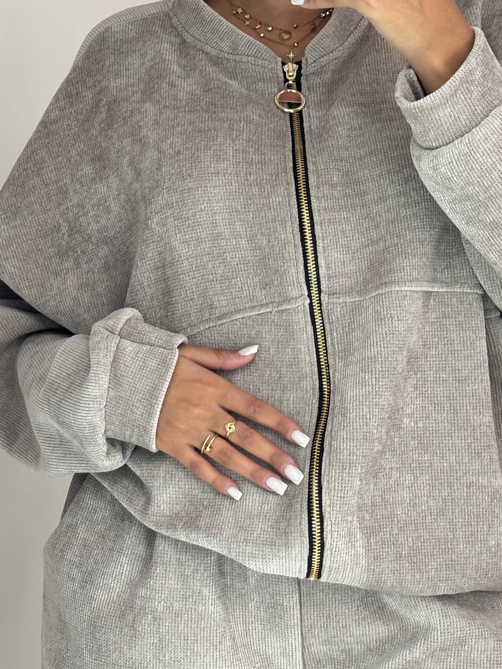 Survêtement zip gris clair