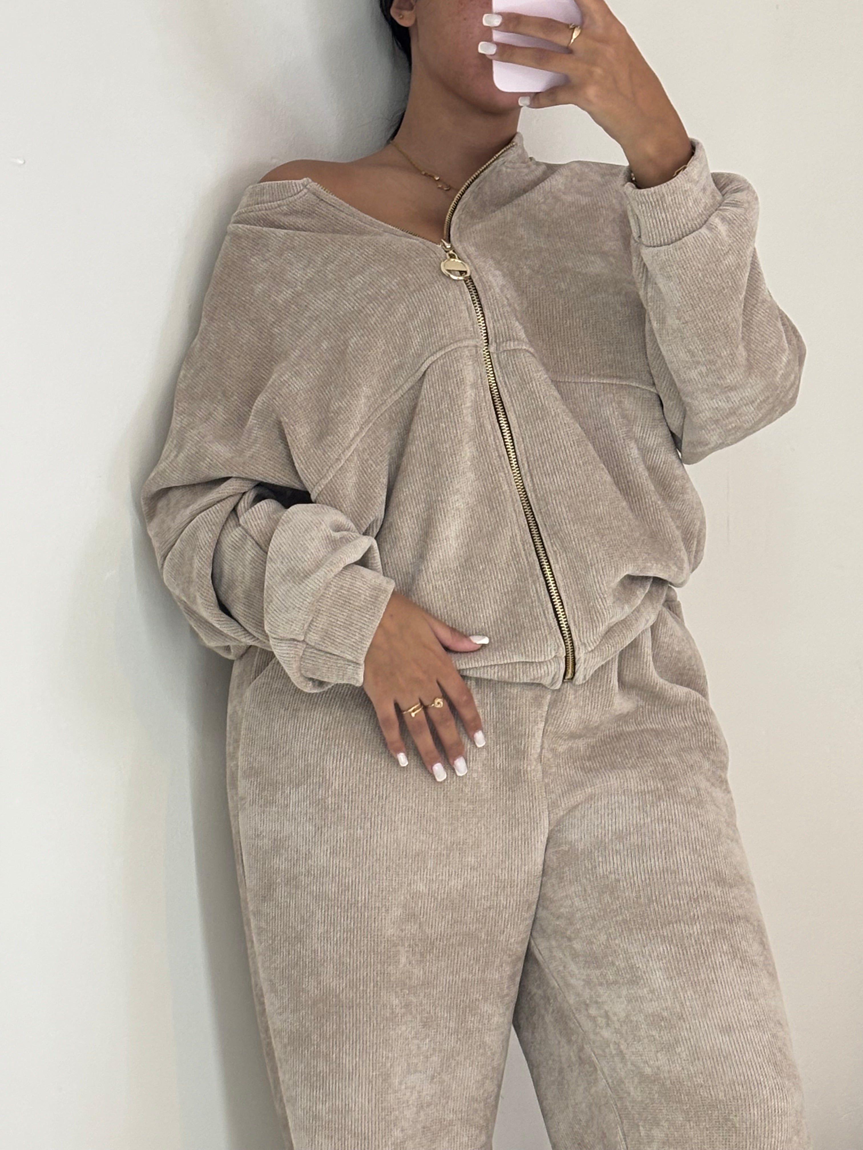 Ensemble zip beige