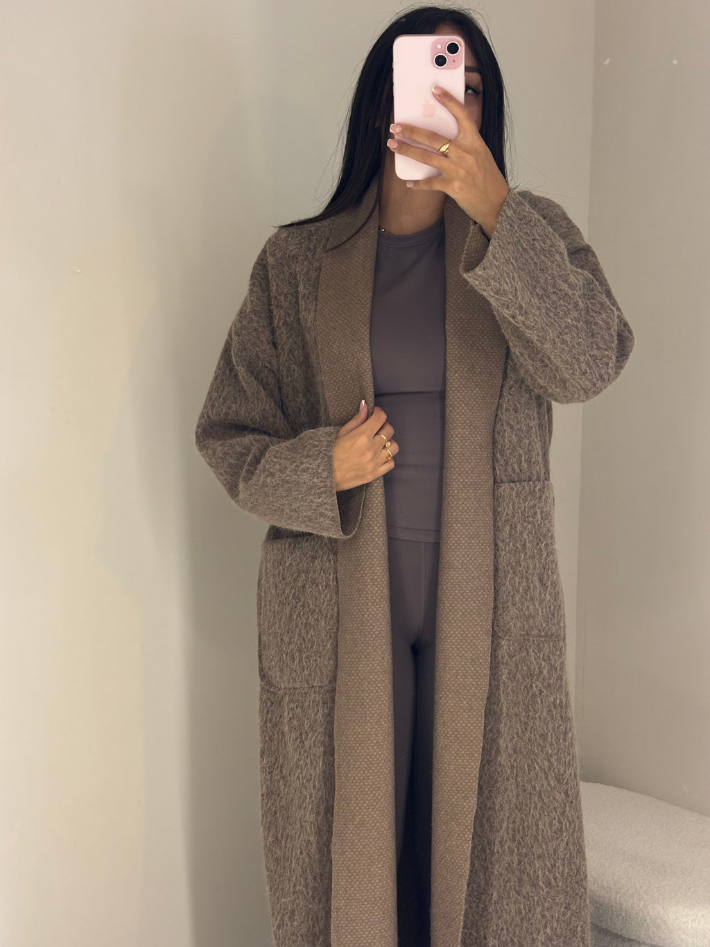 Veste longue brun