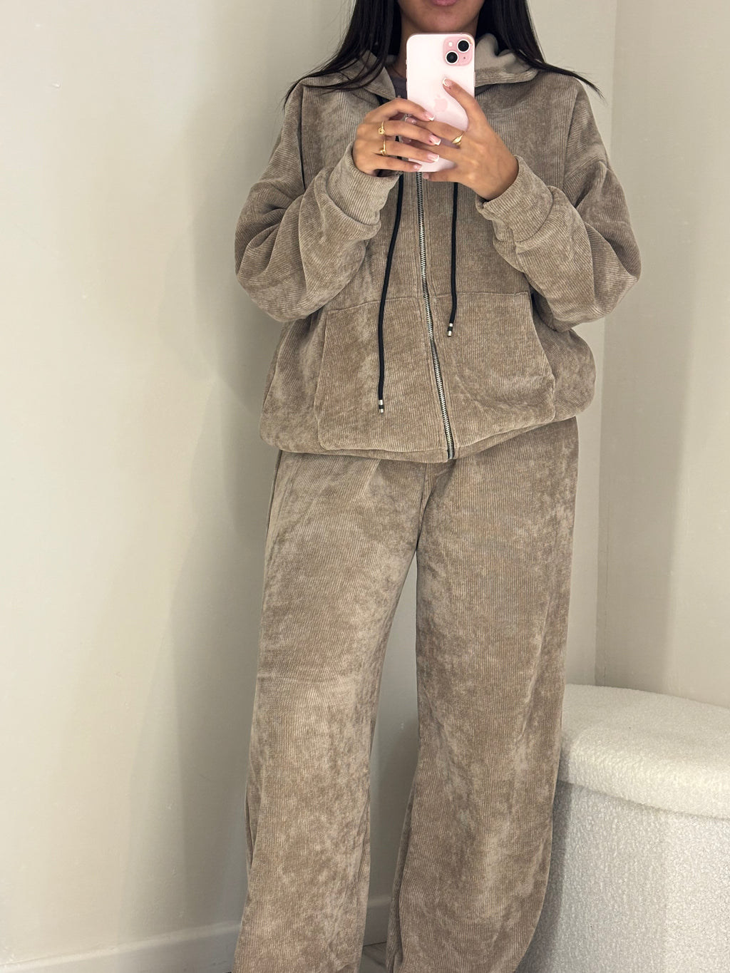 Ensemble brun veste capuche