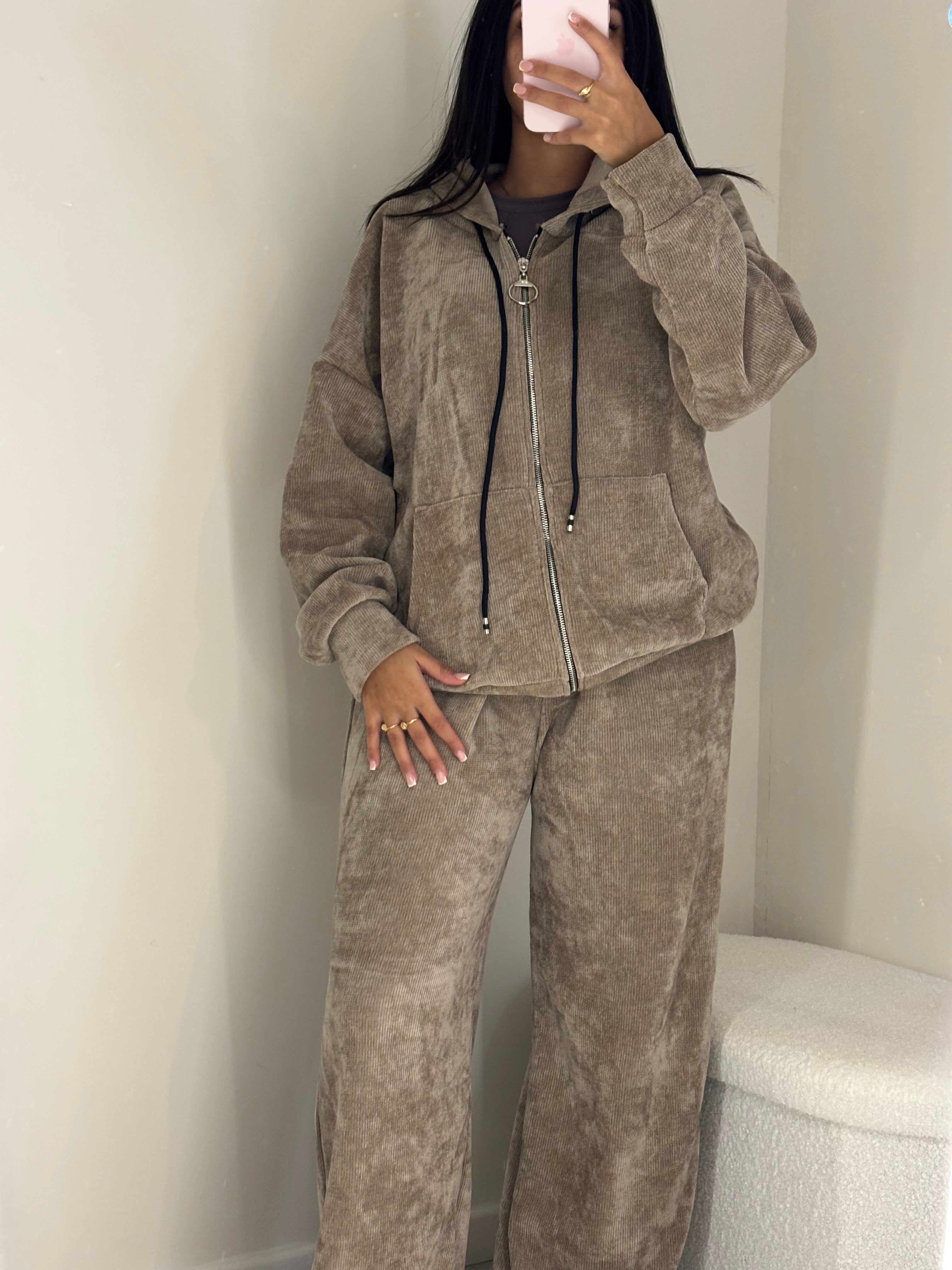 Ensemble brun veste capuche