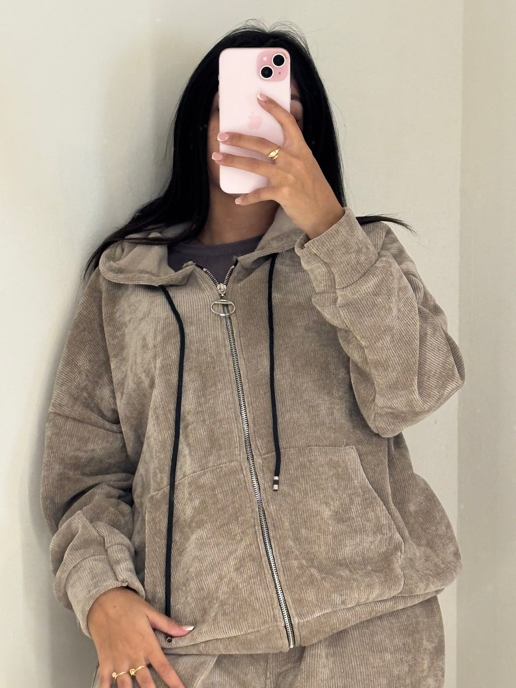 Ensemble brun veste capuche