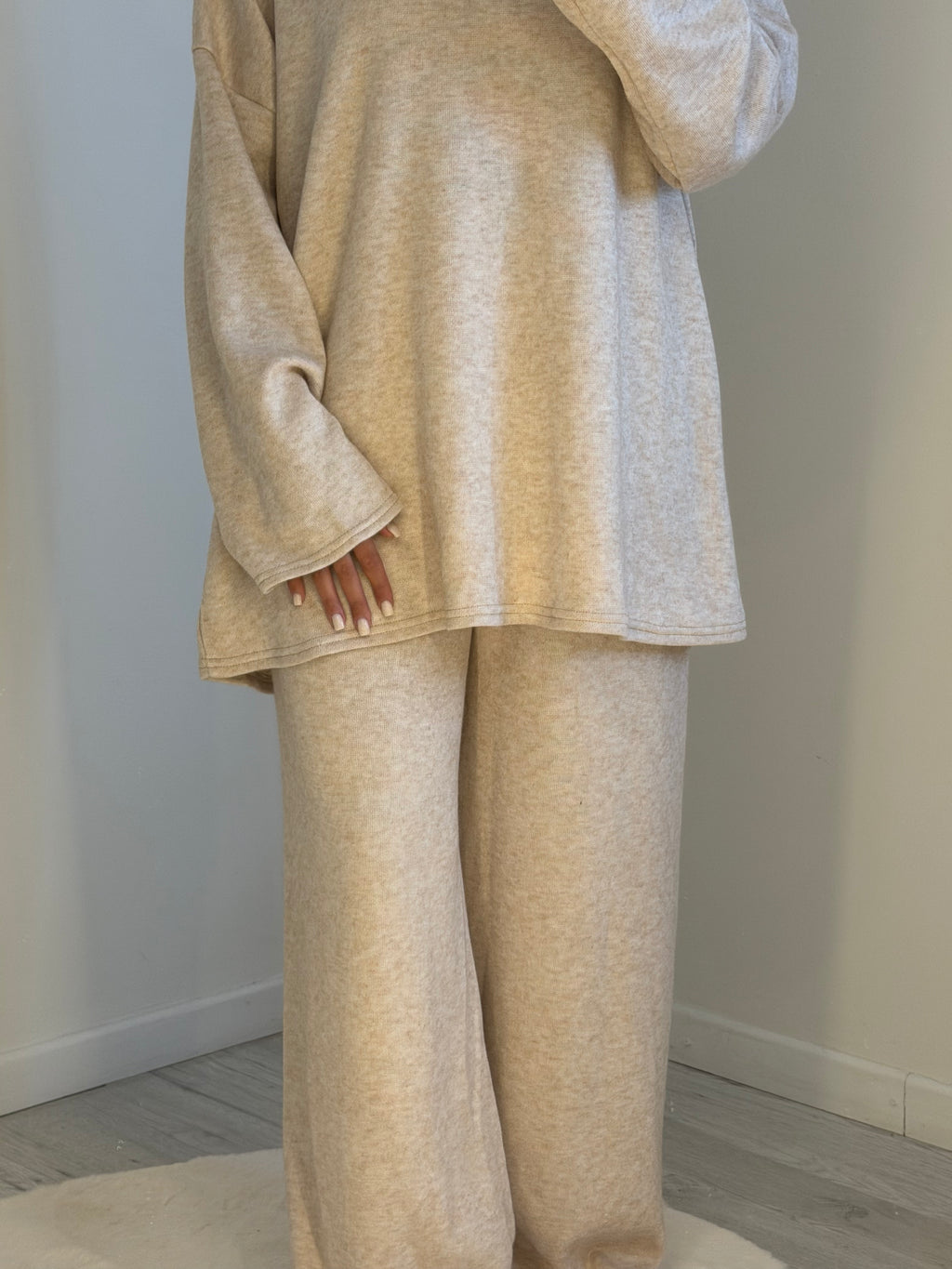 Ensemble col ouvert creme