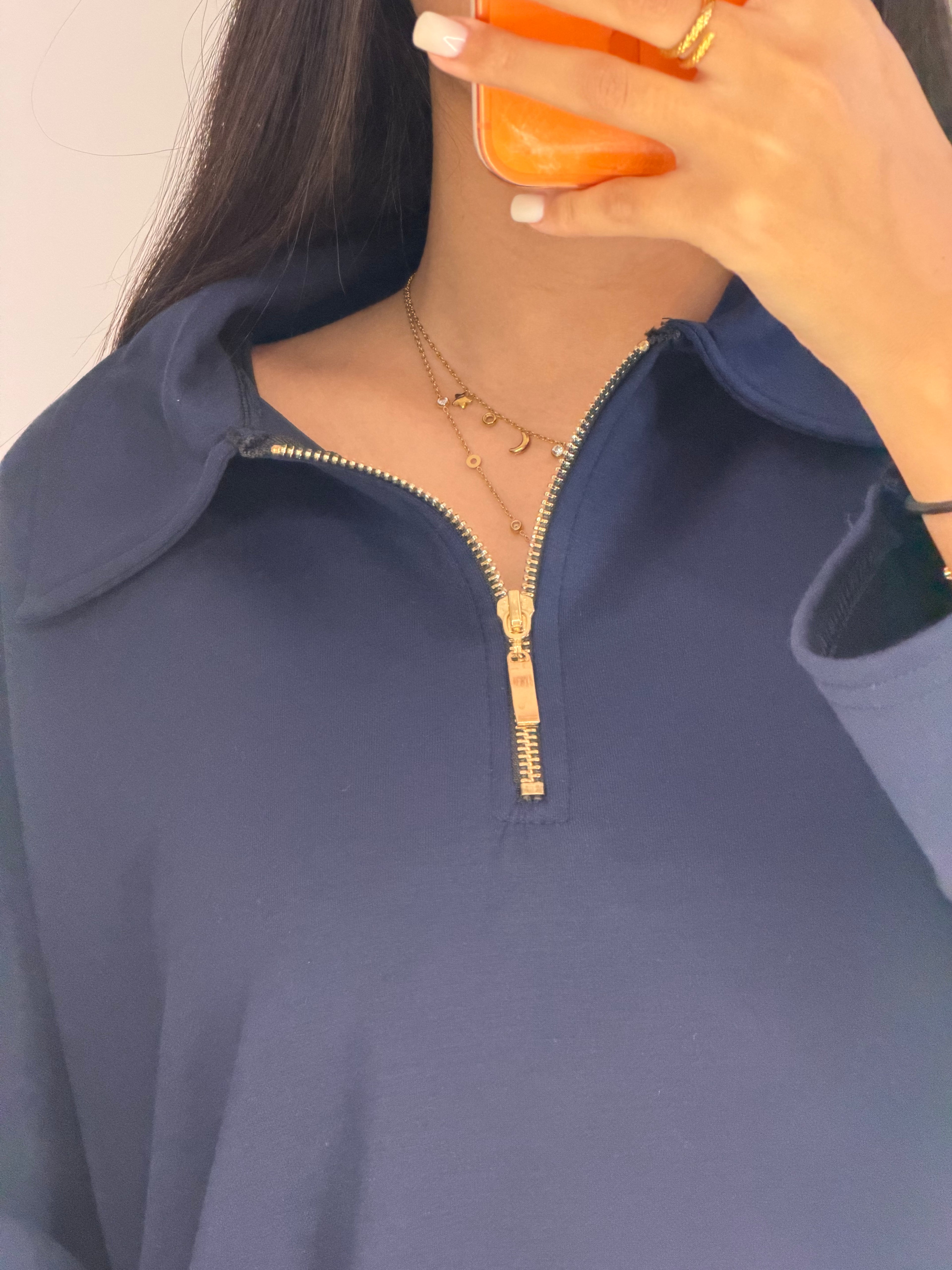 Ensemble col zip bleu marine