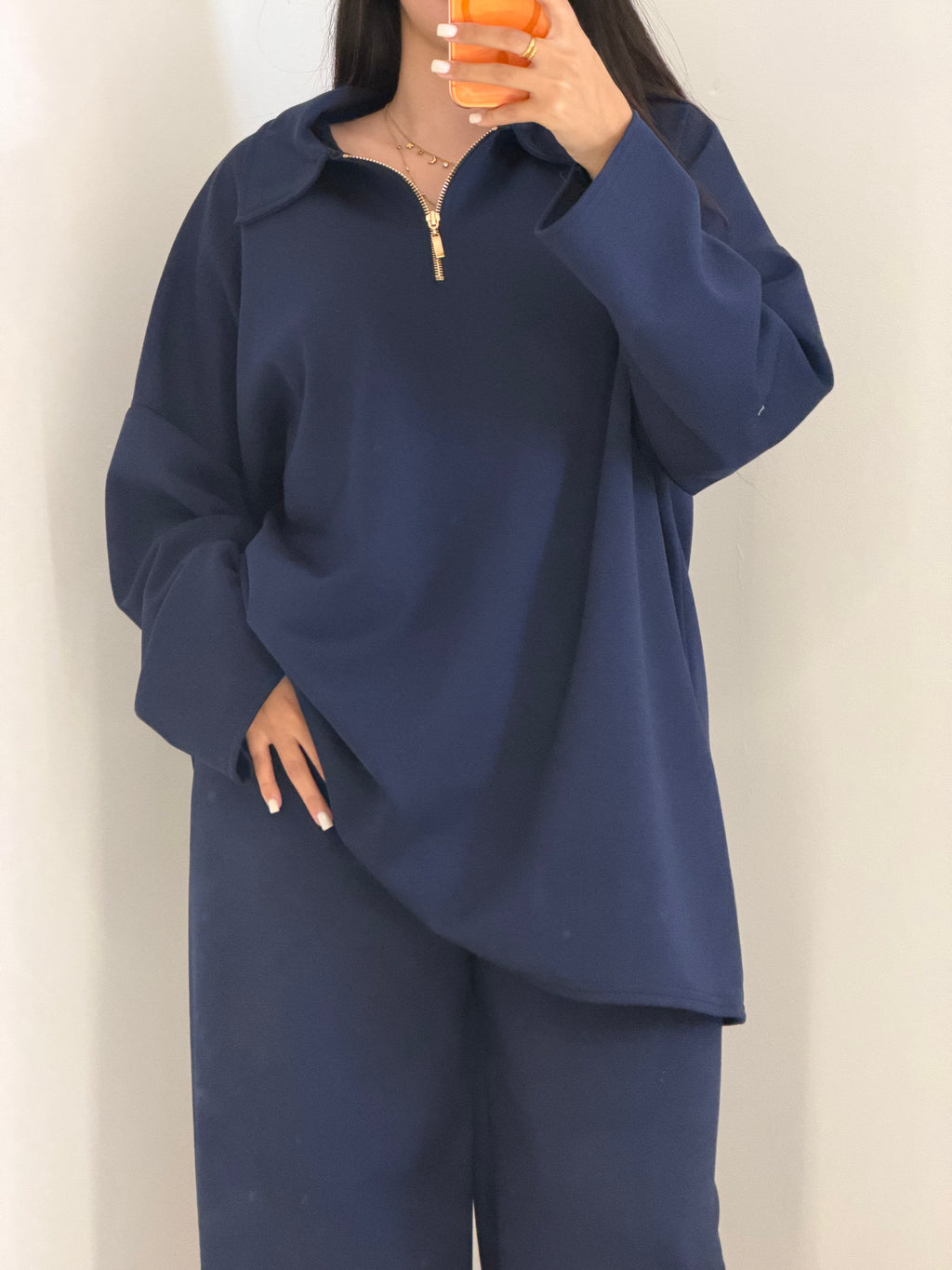 Ensemble col zip bleu marine