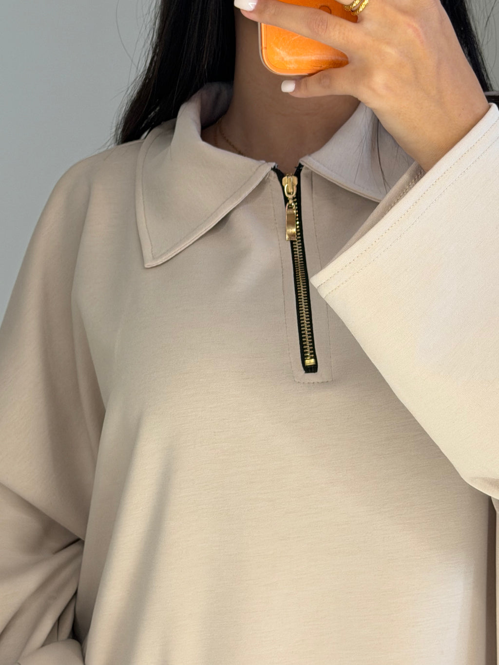 Ensemble col zip beige