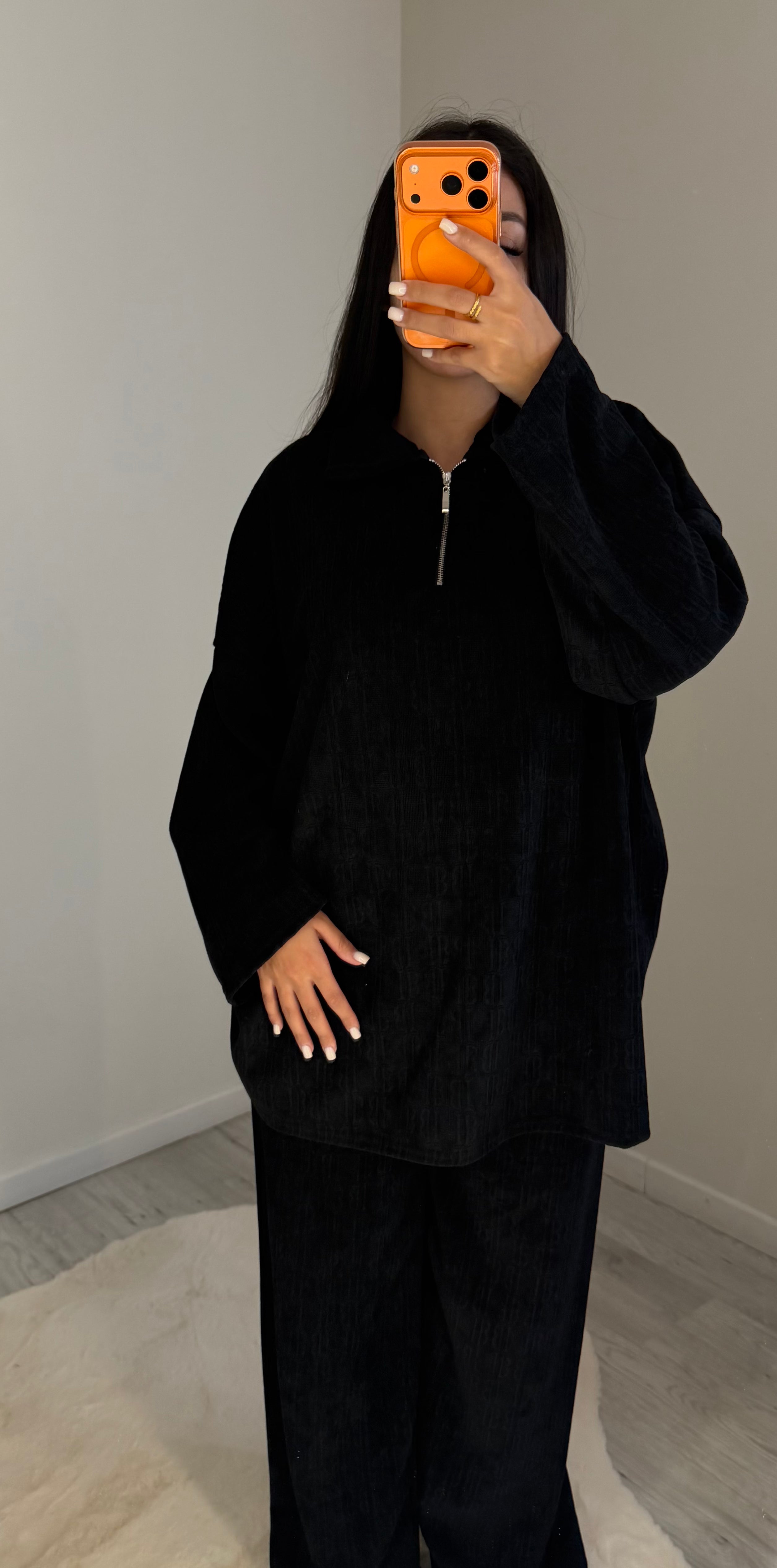 Ensemble col zip noir logo B