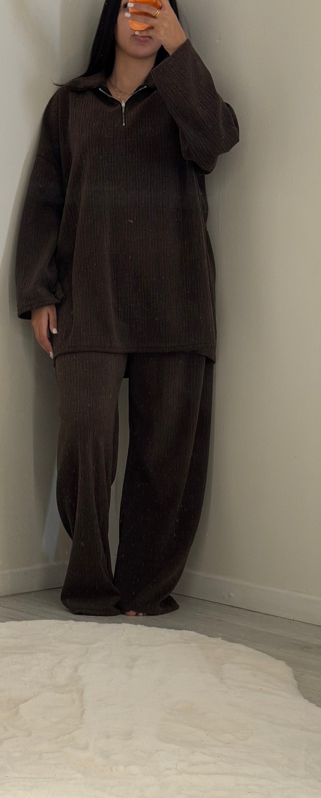 Ensemble col zip marron logo B