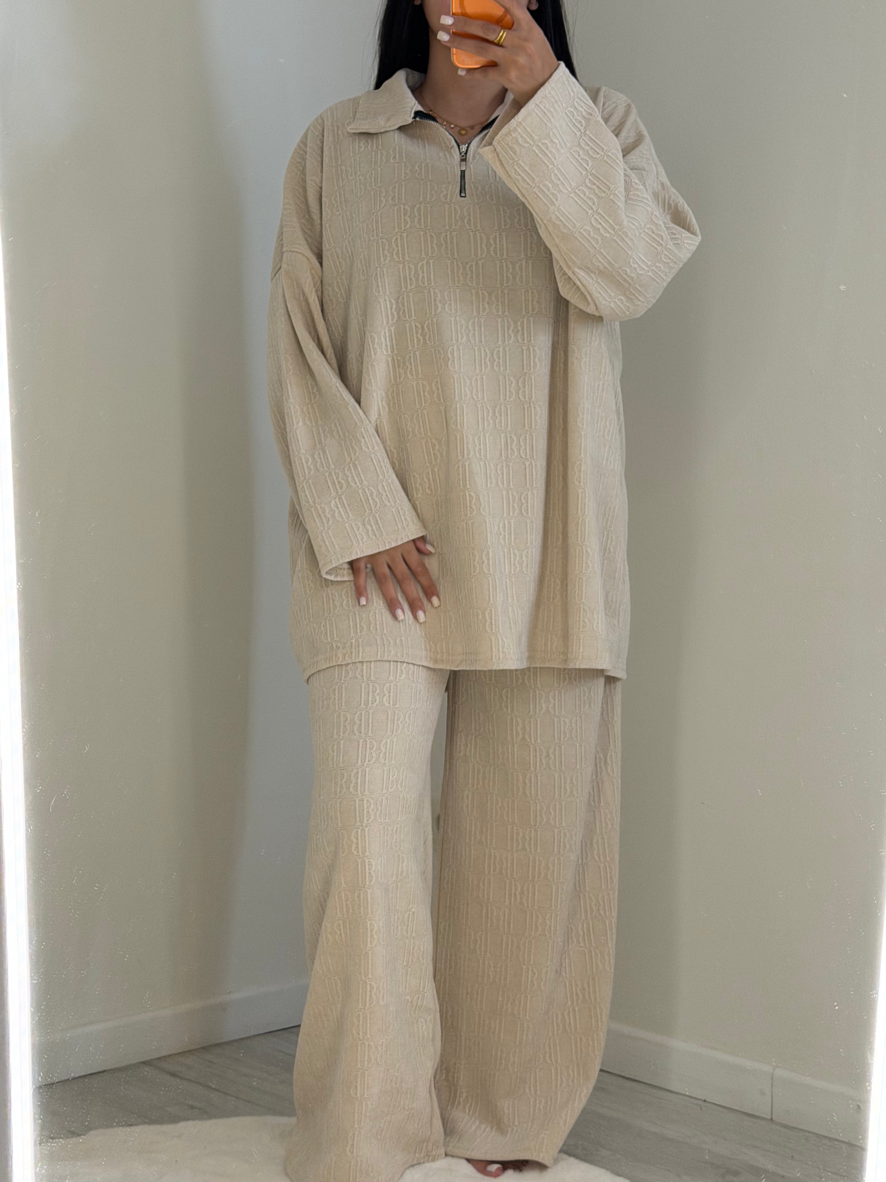 Ensemble Beige col zip  logo B