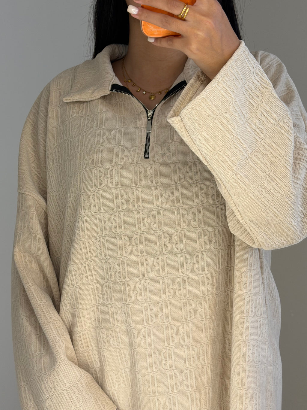 Ensemble Beige col zip  logo B