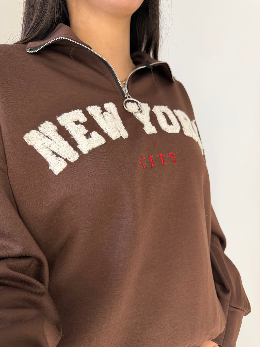 Ensemble col zip New York marron