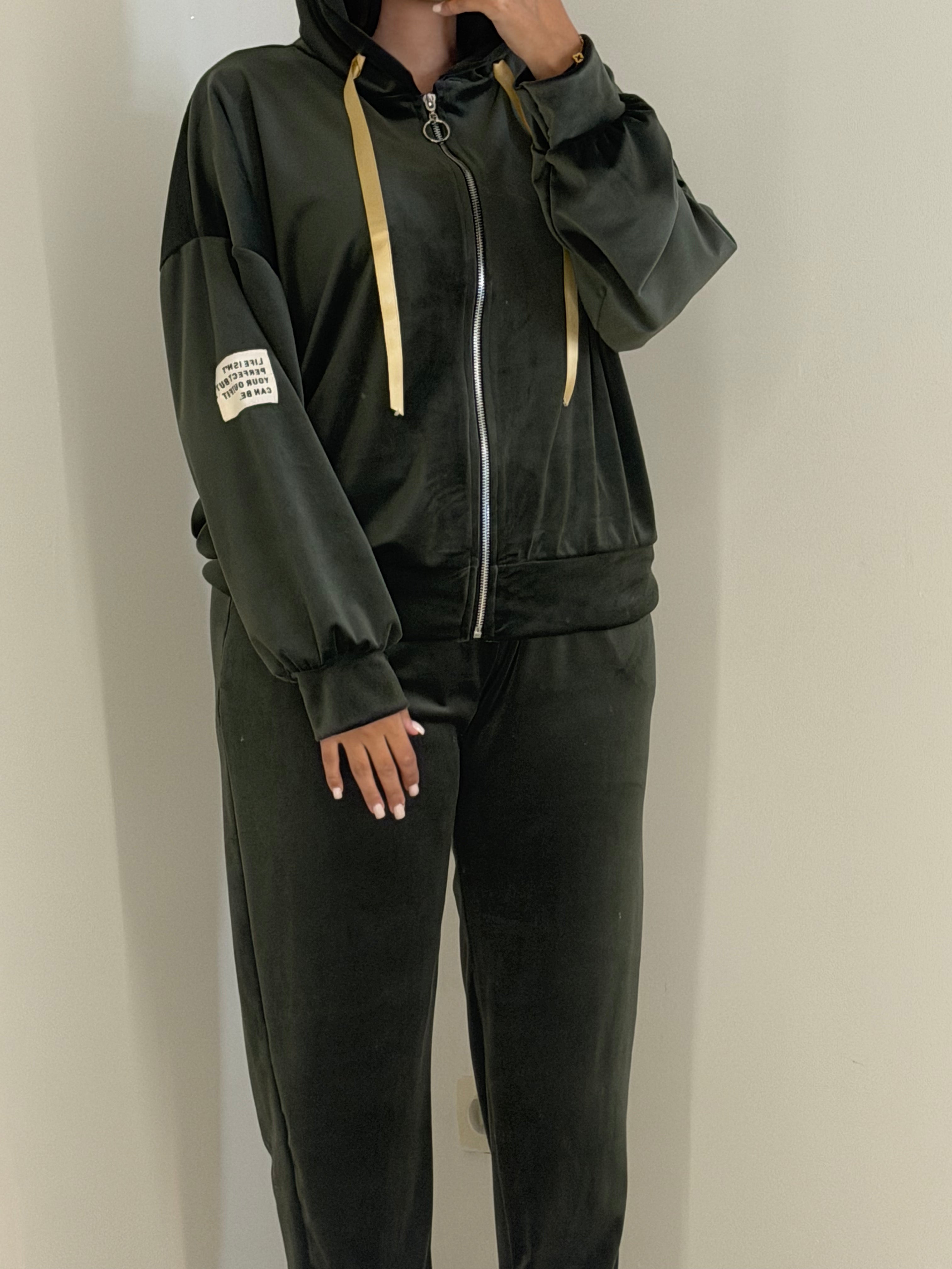 Ensemble vert veste capuche
