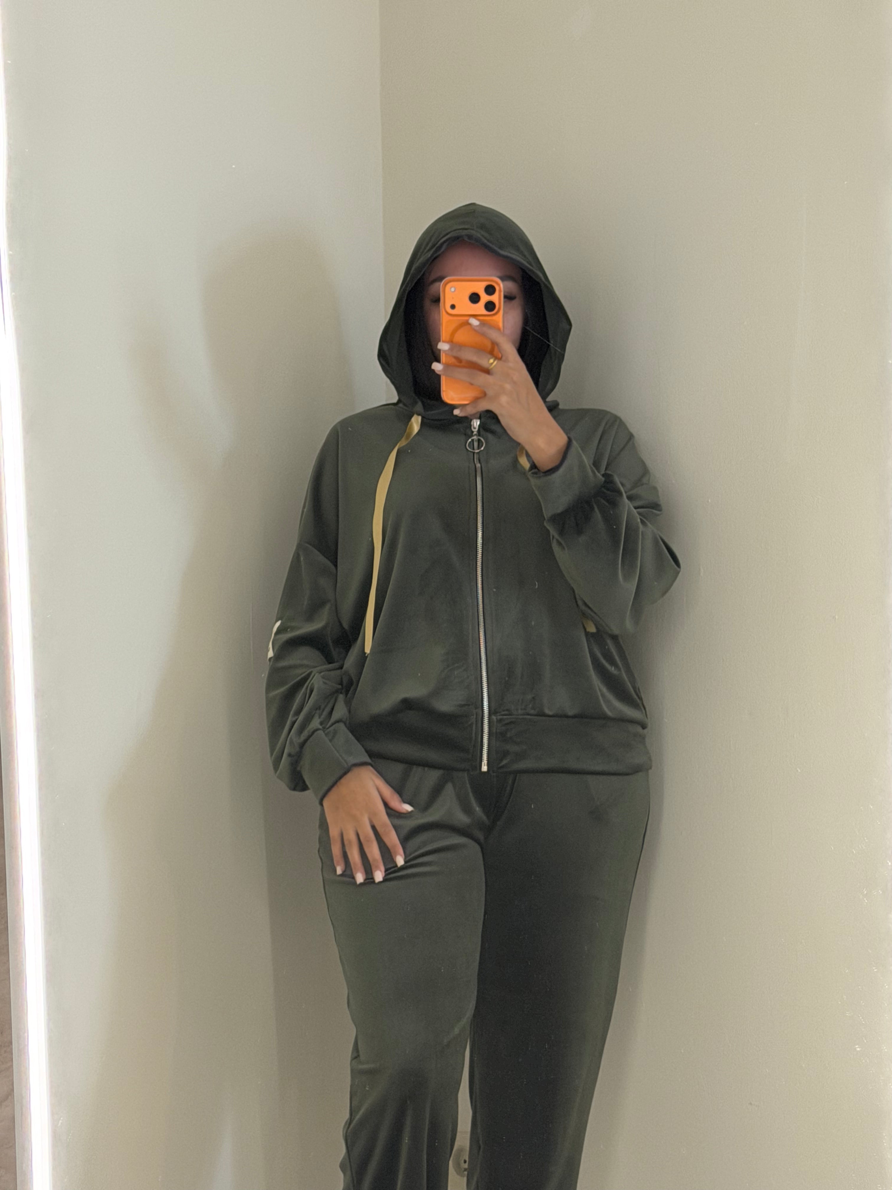 Ensemble vert veste capuche