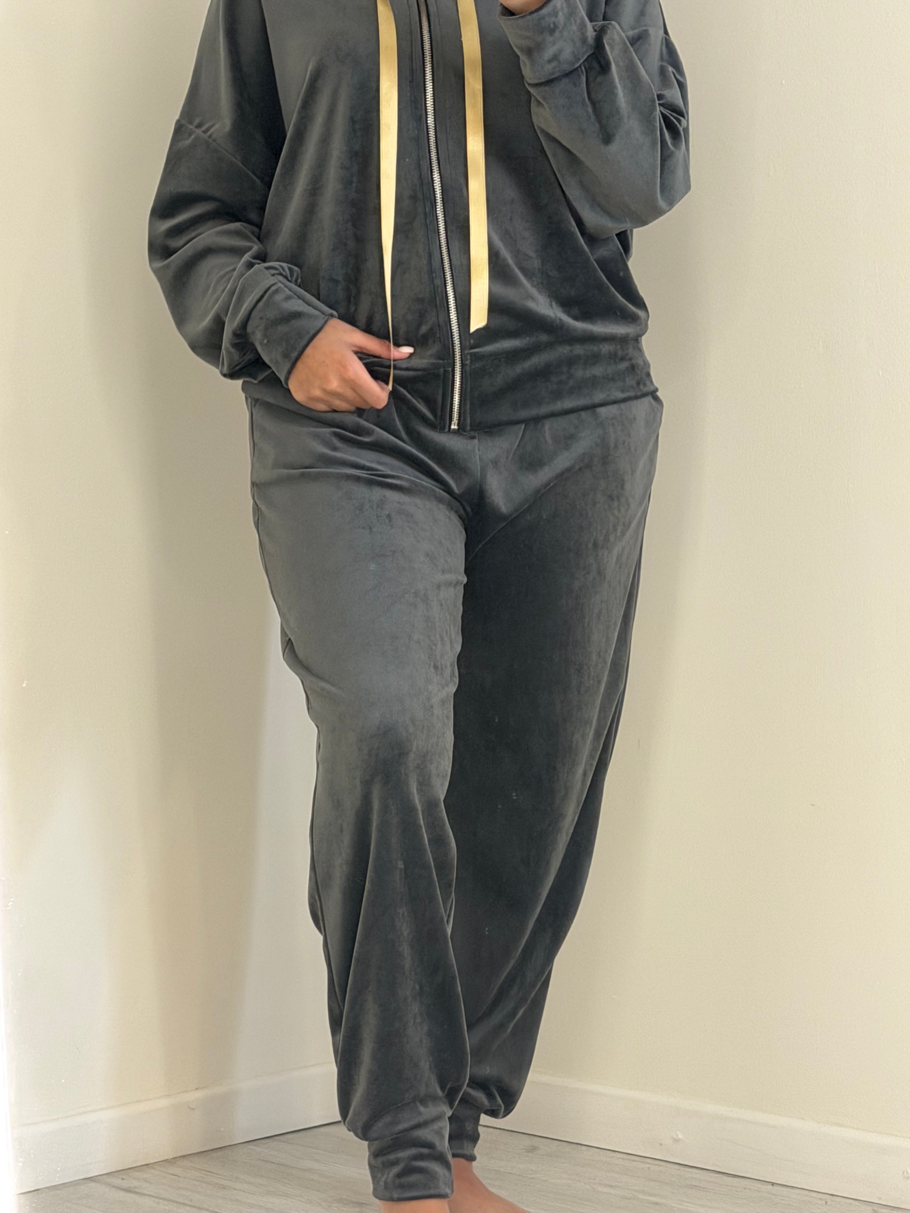 Ensemble Gris veste zip avec capuche